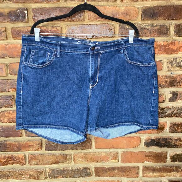 Old Navy Dark Wash Blue Denim Sweetheart Jean Shorts Women's Size 18 - Picture 1 of 5
